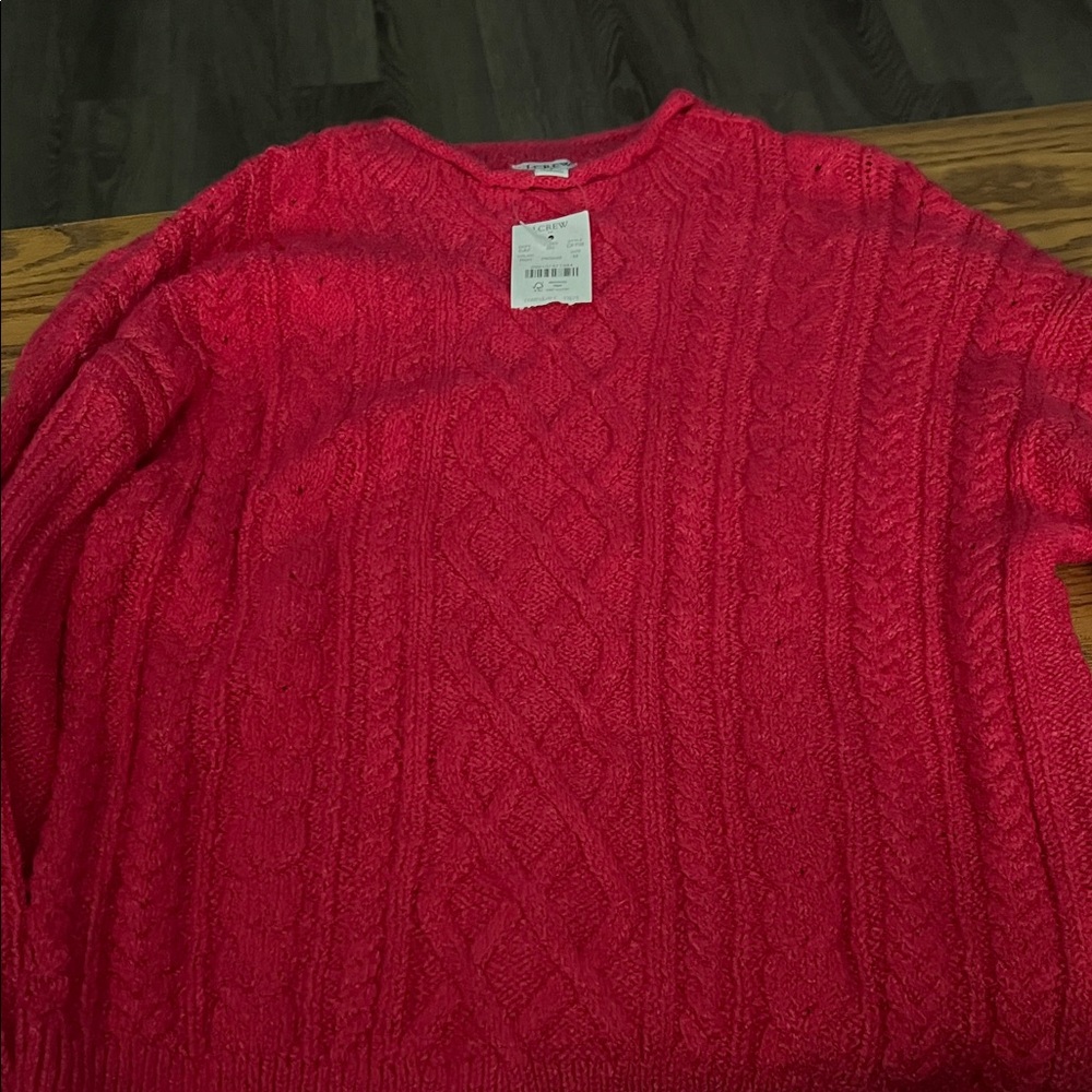 J. Crew Vibrant Pink Cable Knit Sweater